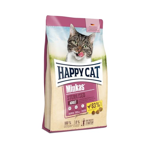 Happy Cat – Happy Cat Minkas Sterilised Geflügel – Trockenfutter mit Yucca für kastrierte Katzen – 10 kg Inhalt