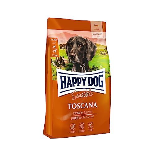 Happy Dog - Sensible Toscana Ente und Lachs - Hunde-Trockenfutter für ausgewachsene Hunde - 1 kg Inhalt
