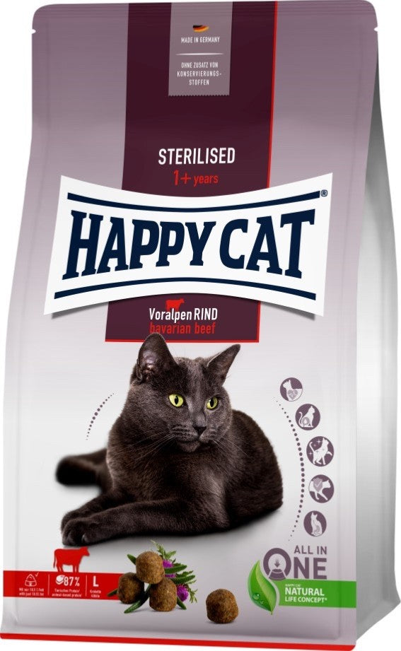 Happy Cat Trockenfutter Sterilised Adult Voralpen Rind 1 x 10kg