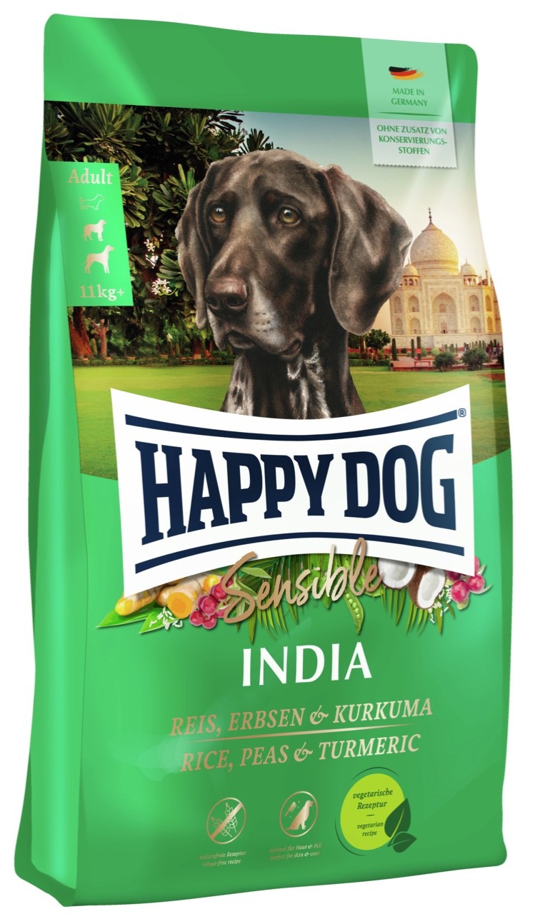 Vorteilspack HAPPY DOG INDIA REIS / ERBSEN / KURKUMA Trockenfutter 1 x 10 Kg