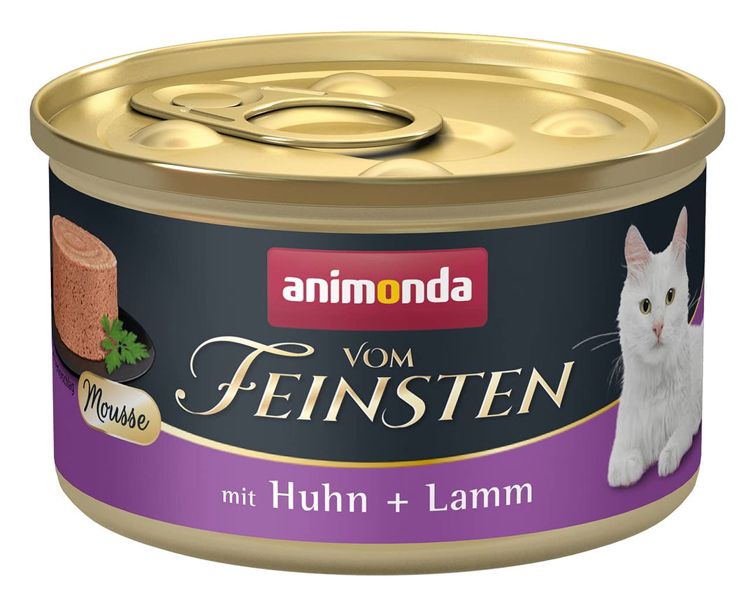 animonda vom Feinsten Mousse Katzenfutter Nass, Katzennassfutter für erwachsene Katzen, zuckerfrei, mit Huhn + Lamm, 12 x 85g
