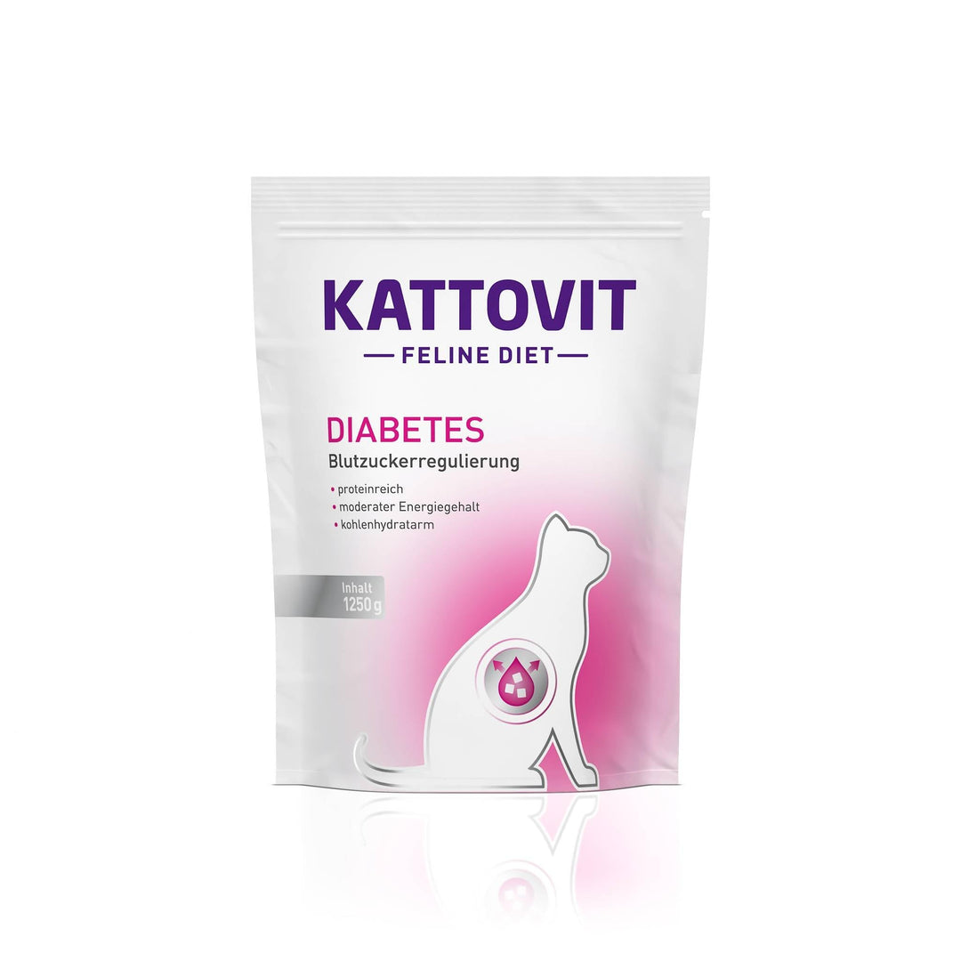 KATTOVIT - Diabetes Trockenfutter für Katzen | Diät Katzen-Trockenfutter speziell für Katzen mit Diabetes oder Übergewicht. Blutzuckerregulierendes Katzendiätfutter | 1,25 Kg