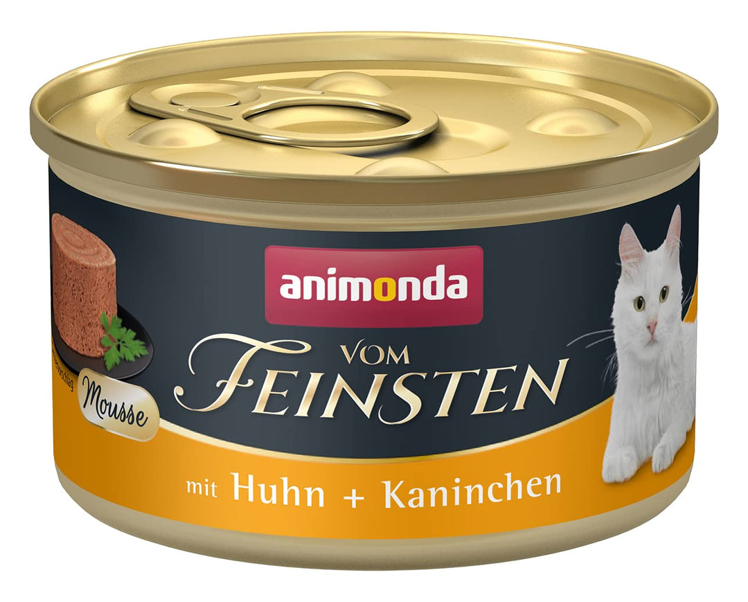 animonda vom Feinsten Mousse Katzenfutter Nass, mit Huhn + Kaninchen, 12 x 85g