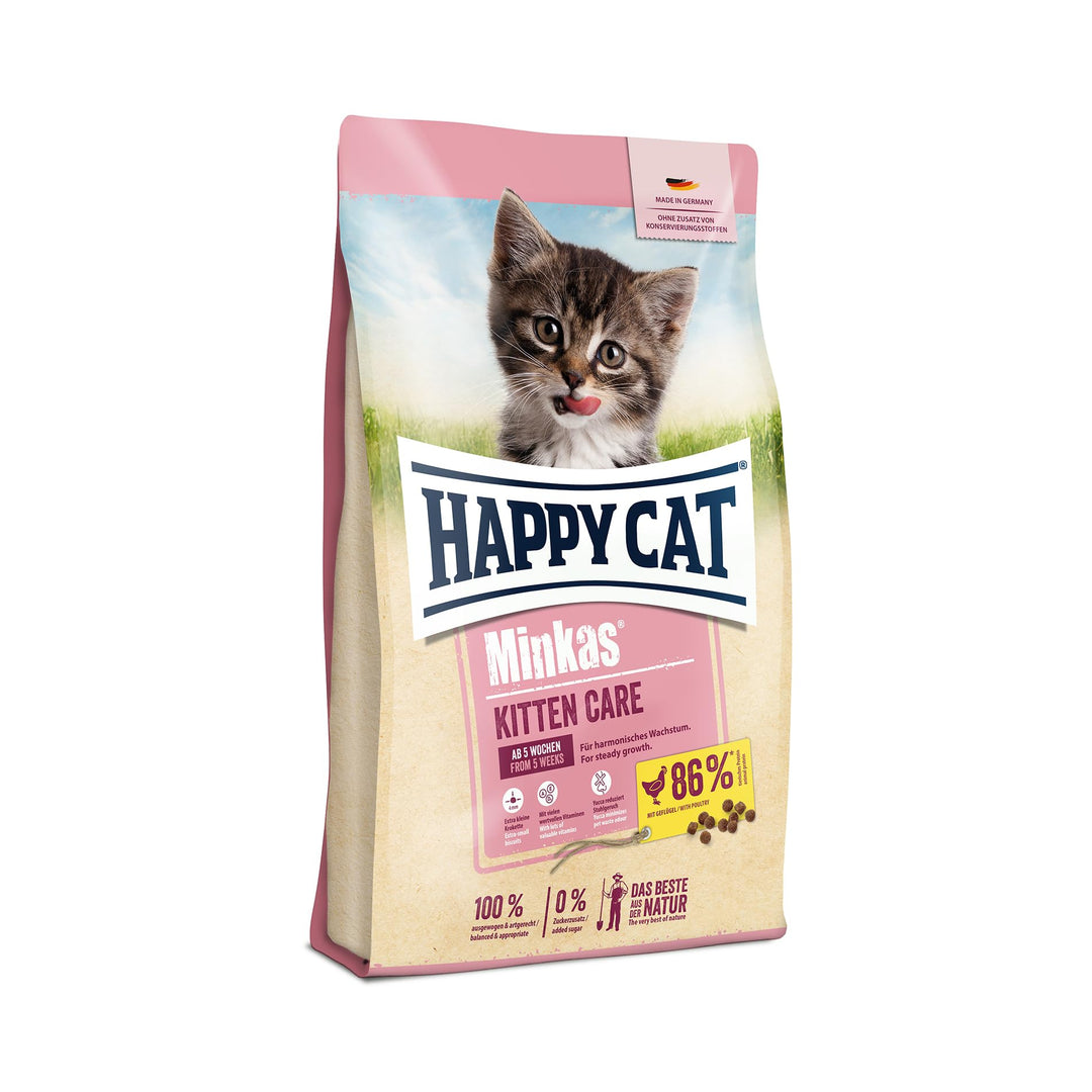 Happy Cat – Happy Cat Minkas Kitten Care Geflügel – Trockenfutter für Katzenwelpen 5 Wochen bis 6 Monate – 1,5 kg Inhalt