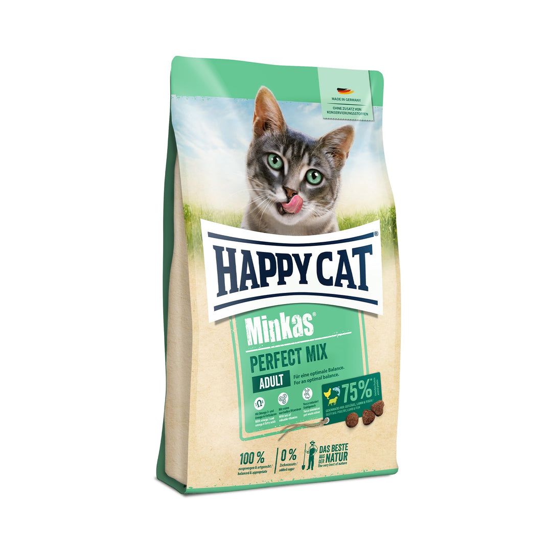 Happy Cat – Happy Cat Minkas Perfect Mix Geflügel, Fisch & Lamm – Trockenfutter für Katzen – 1,5 kg Inhalt