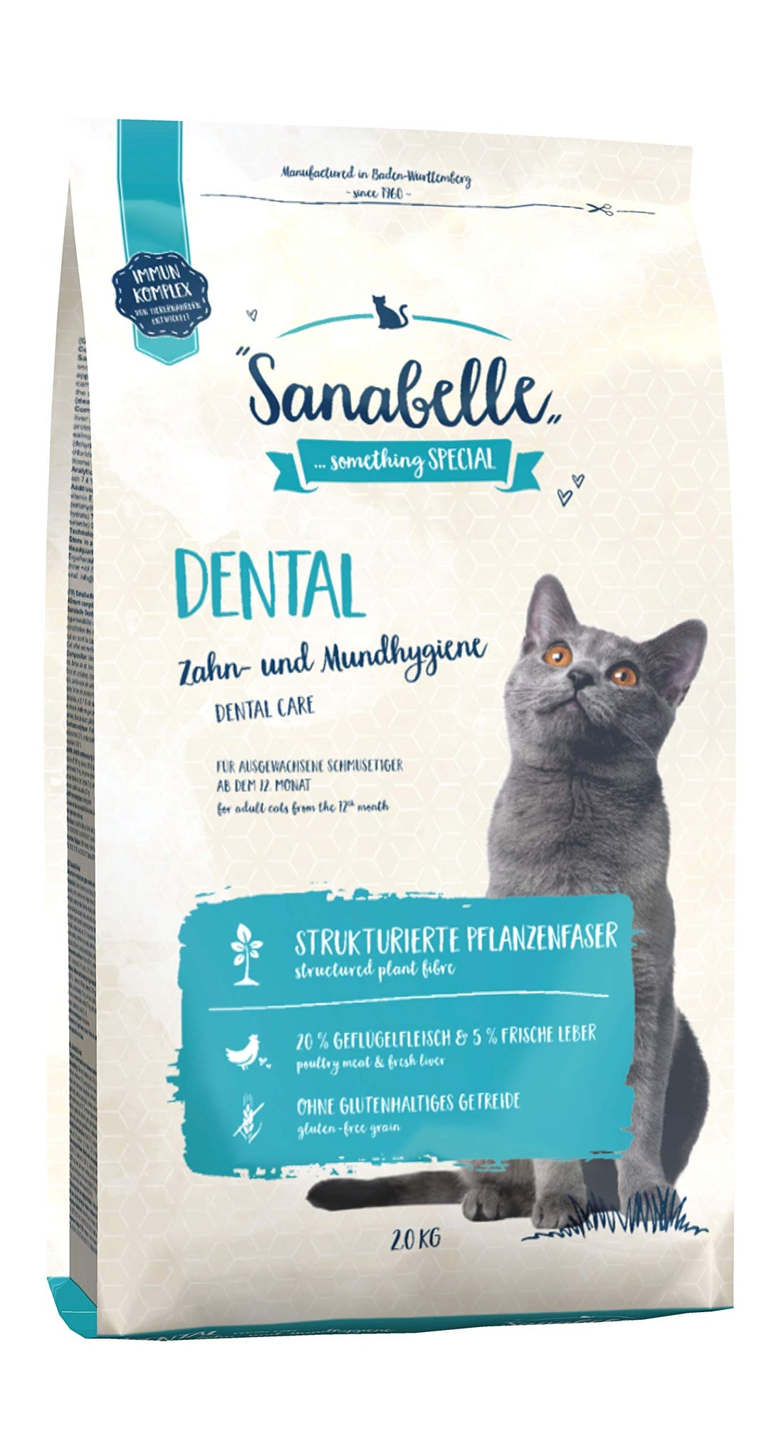 Bosch Pet Food Sanabelle Dental Trockenfutter für Katzen, zur Unterstützung der Zahngesundheit/Mundhygiene, 2 Kg