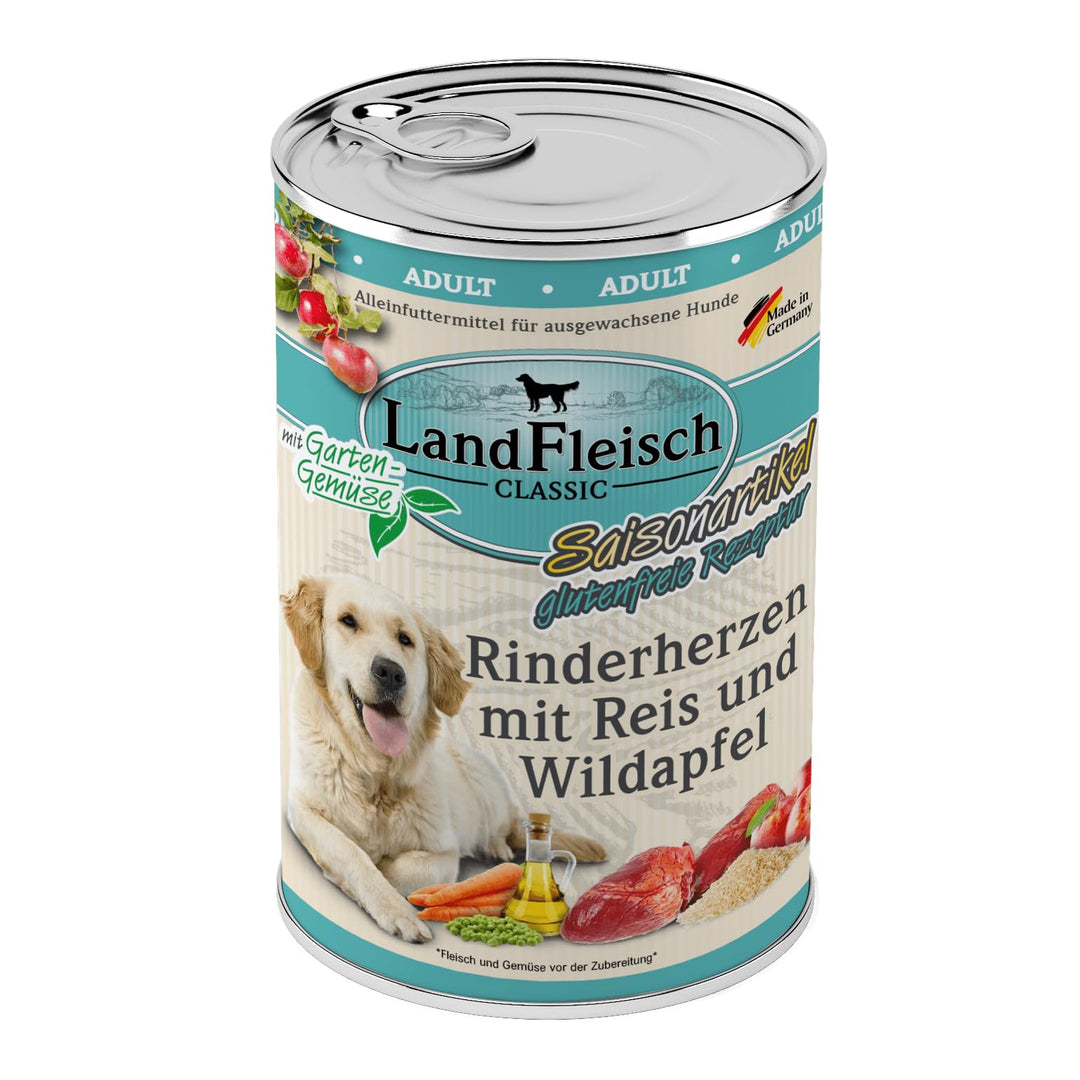 Landfleisch Rinderherzen mit Reis, Wildapfel & Gartengemüse | 6X 400g