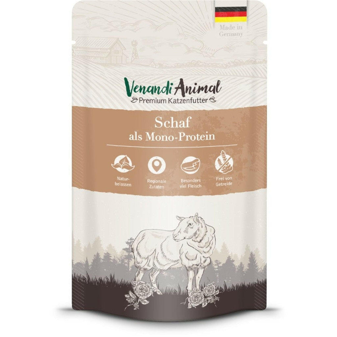 Venandi Animal Katzenfutter Nass | 100% frisches Fleisch | Single Protein: auch für Katzen mit empfindlichem Magen geeignet (Schaf, 12 x 125g)