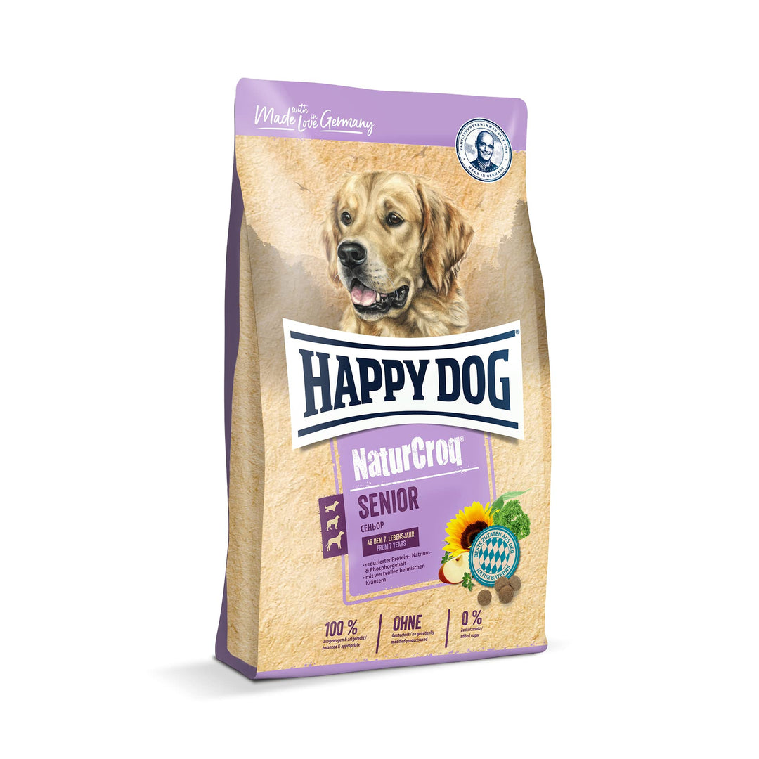 Happy Dog – NaturCroq Senior – Alleinfutter mit heimischen Kräutern für Hunde-Senioren ab 10 Jahren – 4 kg Inhalt
