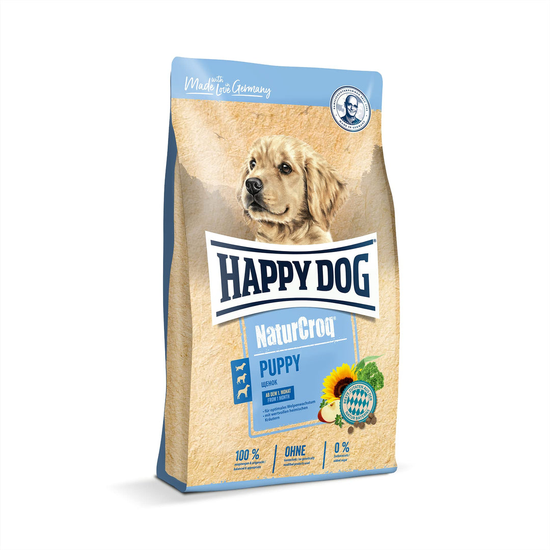 Happy Dog – NaturCroq Puppy – Alleinfutter mit Kräutern für Welpen ab 4 Wochen bis 6 Monate – 1 kg Inhalt