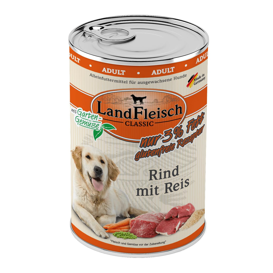 Landfleisch Rind mit Reis & Gartengemüse mager | 6 X 400g