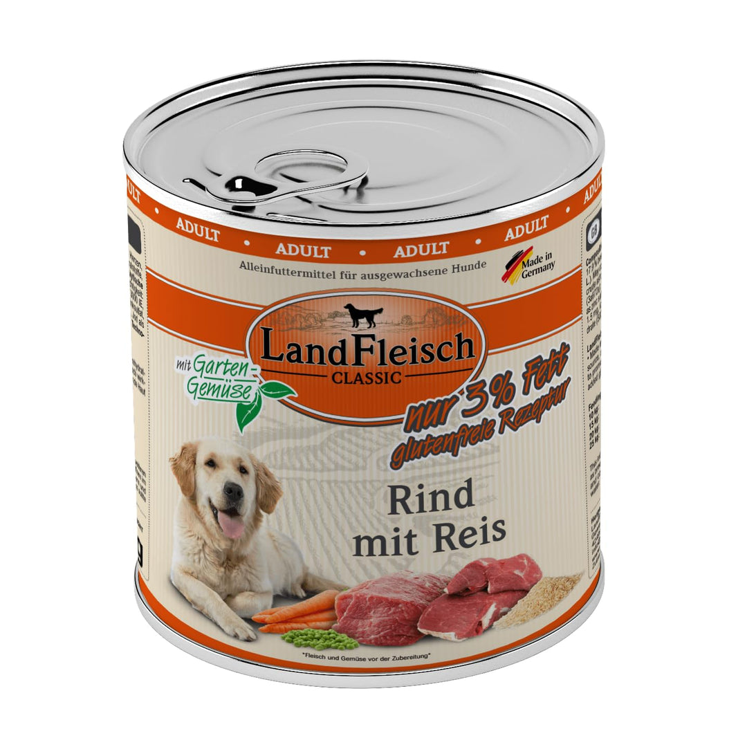 Landfleisch Rind mit Reis & Gartengemüse mager | 6X 800g