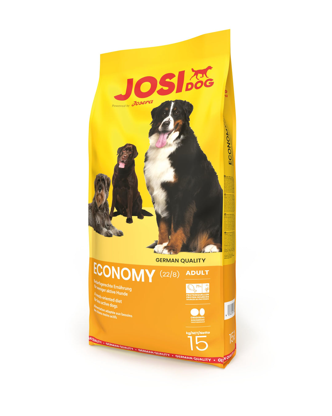 JosiDog Economy (1 x 15 kg) | Adult | Premium Trockenfutter für ausgewachsene weniger aktive Hunde | mit viel tierischem Protein | Powered by JOSERA | Hundefutter | Alleinfutter | 1er Pack