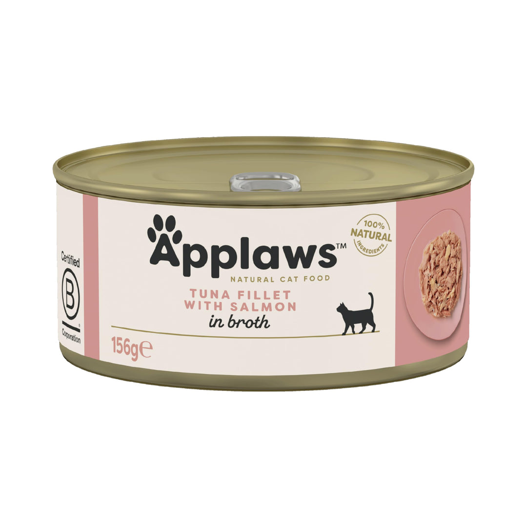 Applaws 100% Natural Premium Katzennassfutter, Thunfischfilet mit Lachs in Brühe - 24 x 156g