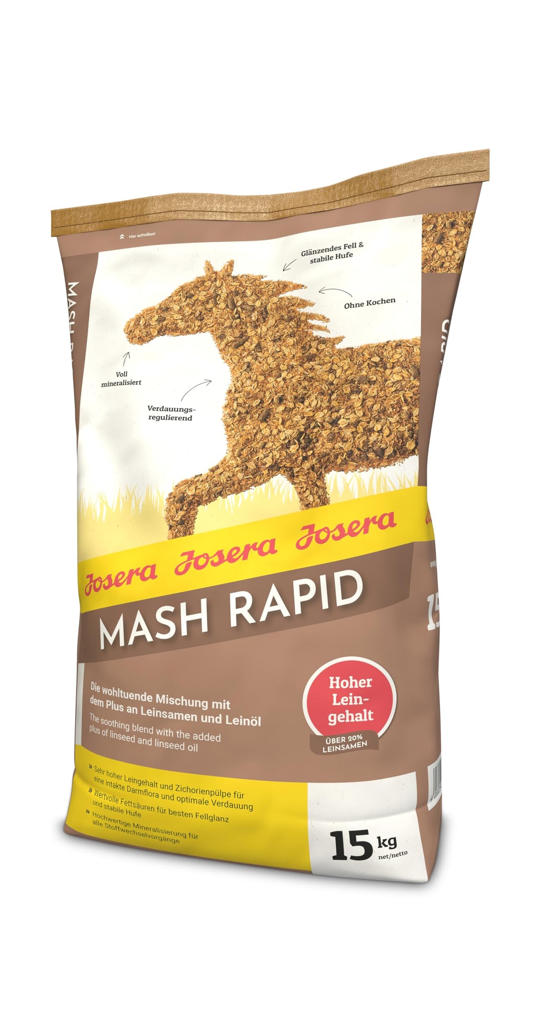 JOSERA Mash Rapid | Premium Pferdefutter Mash | Pferdefutter mit Leinsamen | 1 x 15 kg
