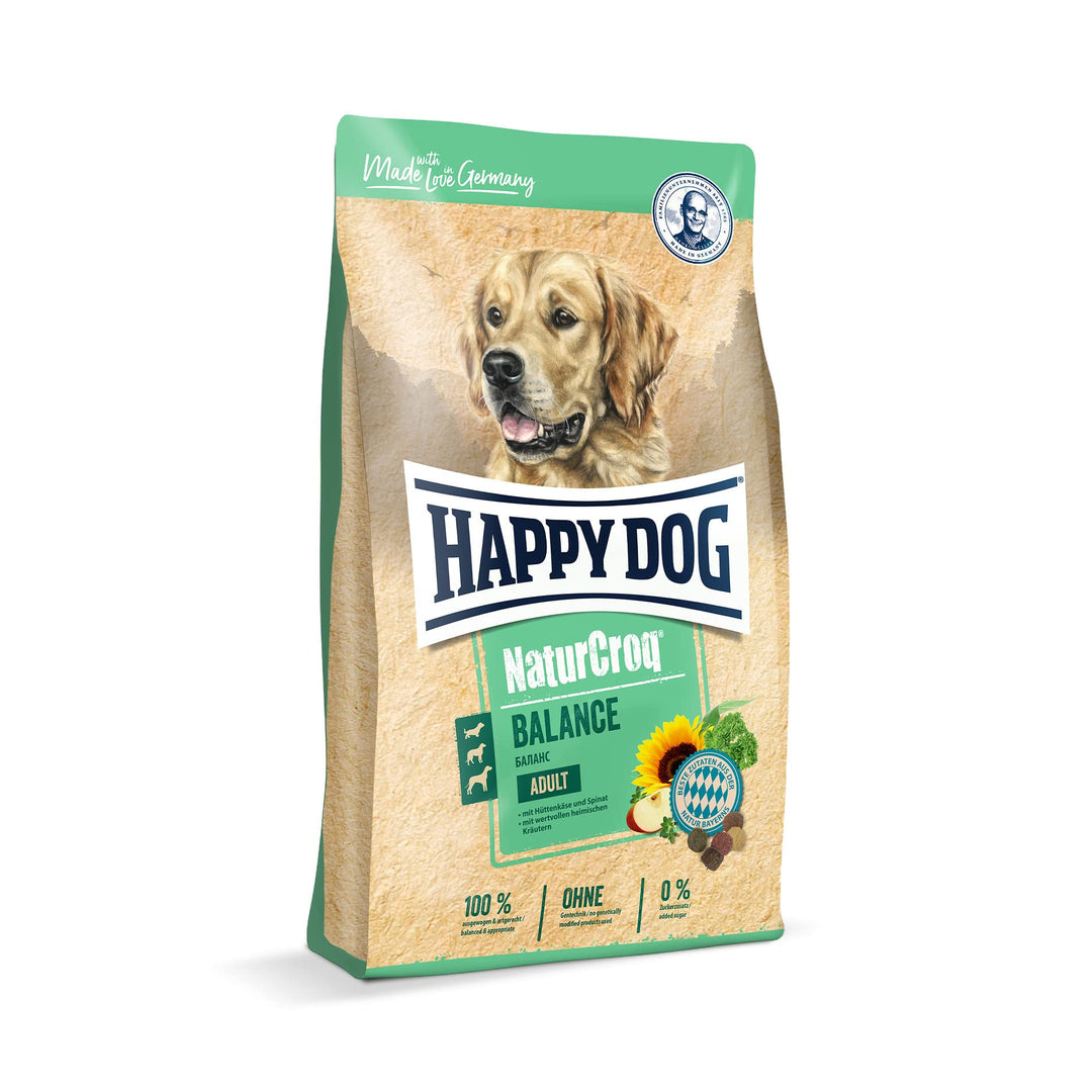 Happy Dog – NaturCroq Balance – Trockenfutter mit heimischen Kräutern für ausgewachsene Hunde – 4 kg Inhalt