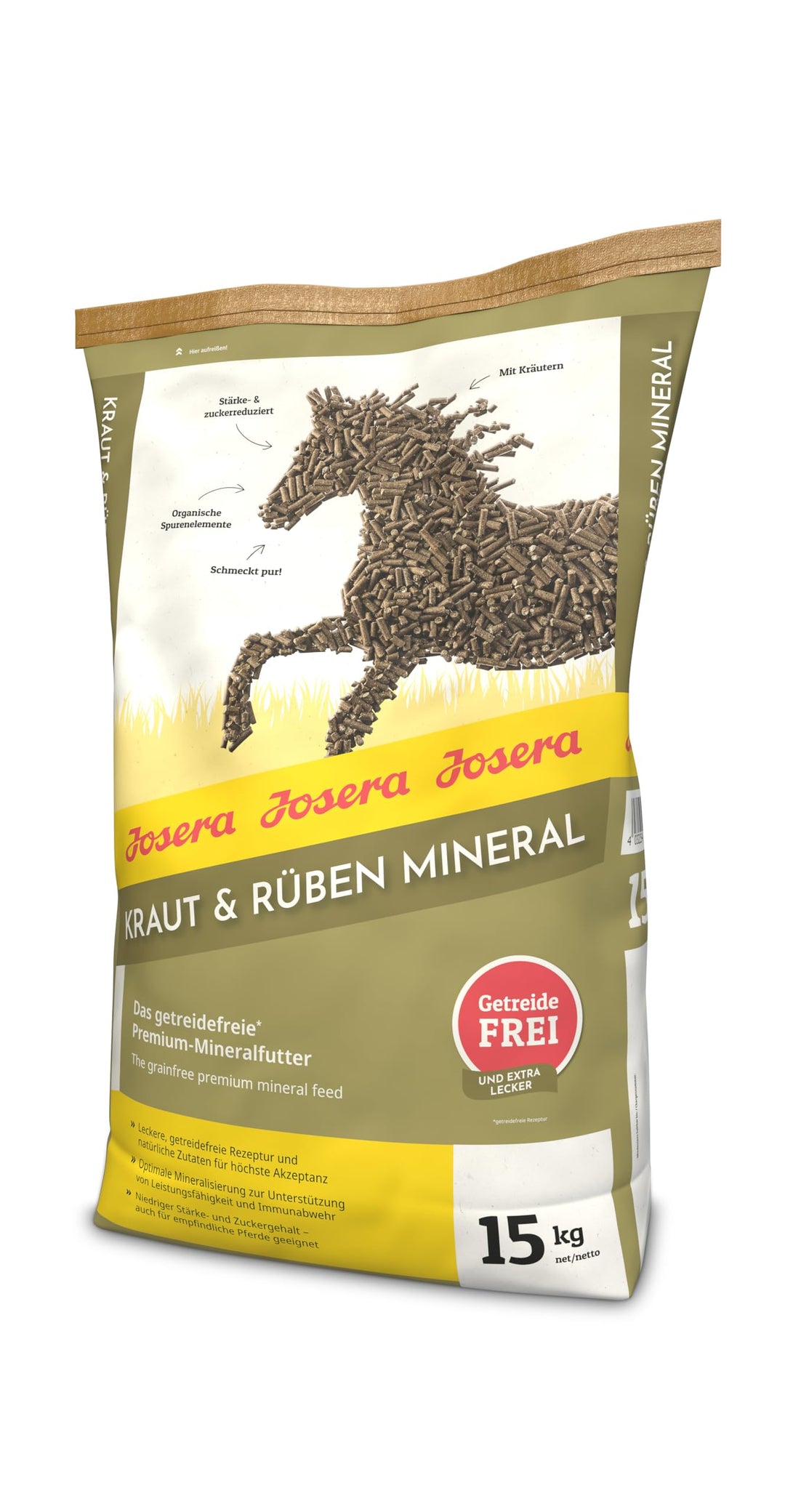 Josera Kraut und Rüben Mineral (1 x 15kg) Premium Pferdefuttergetreidefreies MineralfutterStärke- und Zuckerreduziert1er Pack