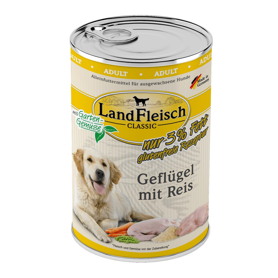 Landfleisch Geflügel mit Reis & Gartengemüse extra mager | 6X 400g
