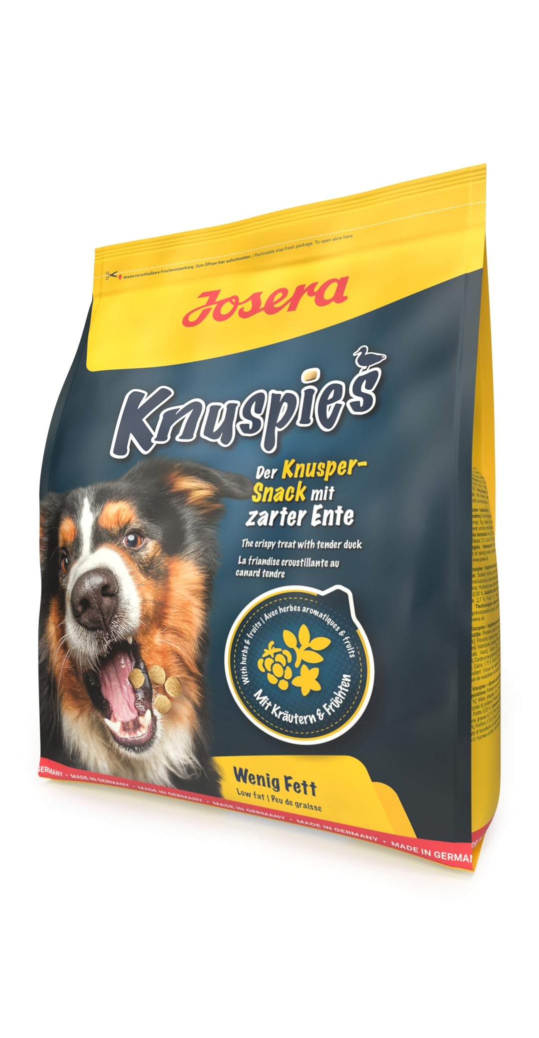 JOSERA Knuspies mit Ente (1 x 10 kg) | Adult| Premium Hundesnack für Hunde | leckere Hundeleckerlis & Belohnungssnack | Geflügel & Ente | mit Käutern & Früchten | weizenfrei | fettarm | 1er Pack