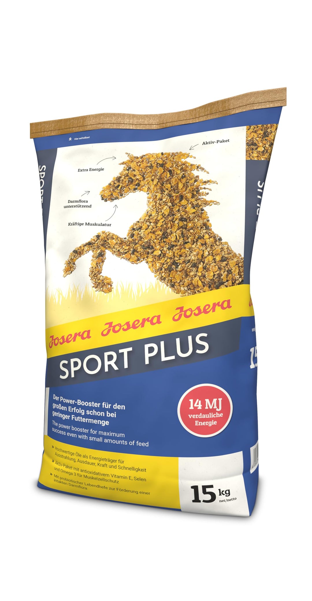 JOSERA Sport Plus | Premium Pferdefutter für Sportpferde | haferfrei | energiereiches Power-Müsli für Pferde in schwerer Arbeit | 1 x 15 kg