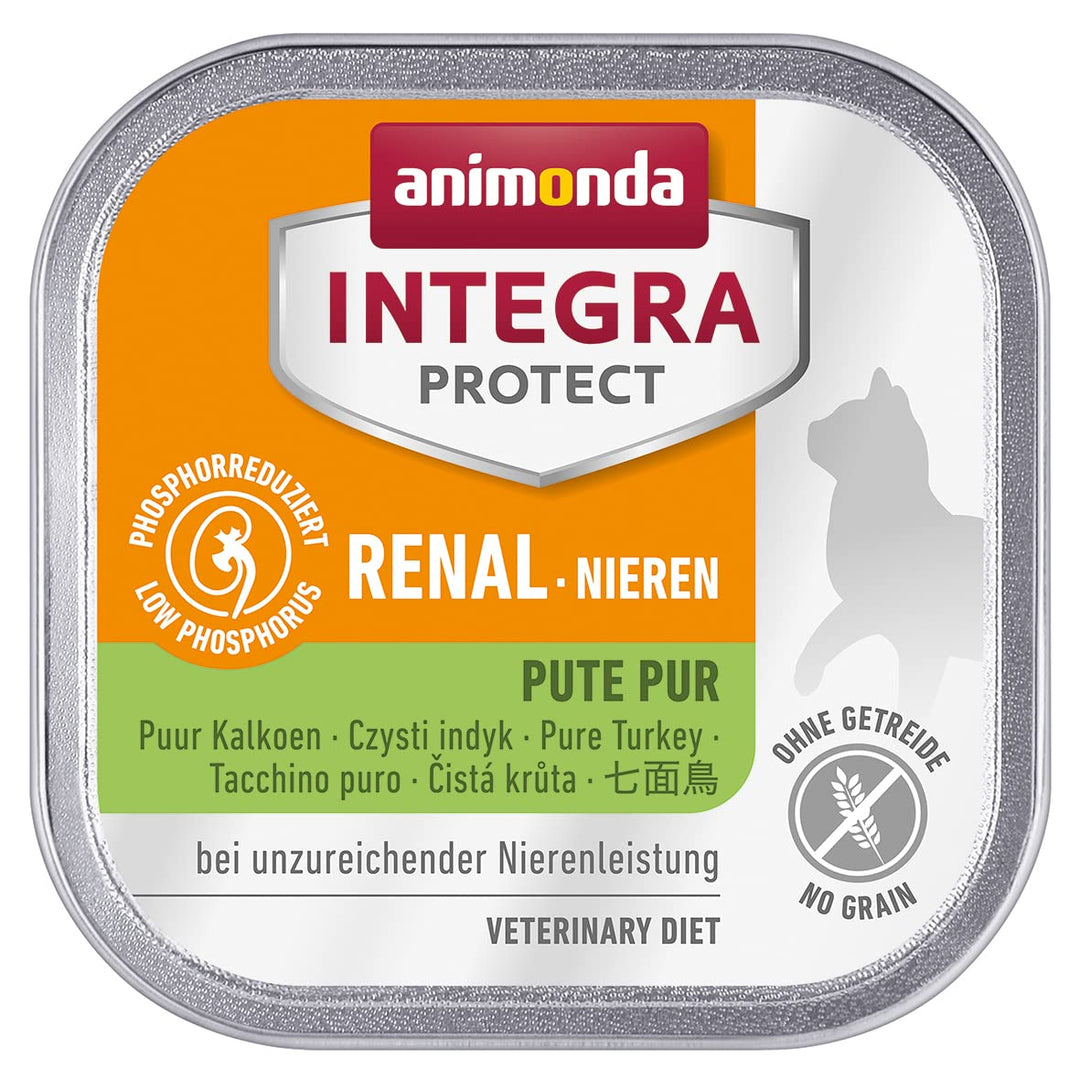 animonda INTEGRA PROTECT Katzenfutter nass Renal (Nieren) Pute pur (16 x 100g), vom Tierarzt empfohlen bei Niereninsuffizienz, mit Veterinären entwickeltes Diätalleinfutter für erwachsene Katzen