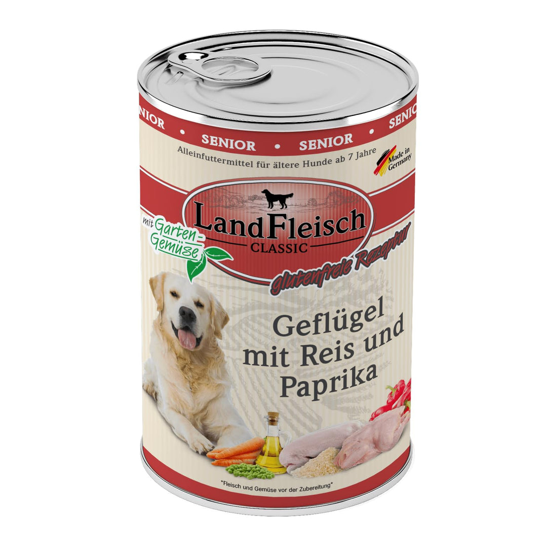 Landfleisch Senior Geflügel mit Reis, Paprika & Gartengemüse | 6X 400 g