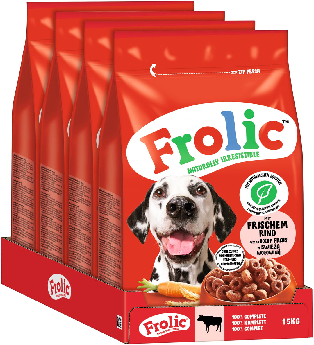 Frolic Hunde Trockenfutter mit frischem Rind 4 x 1,5kg