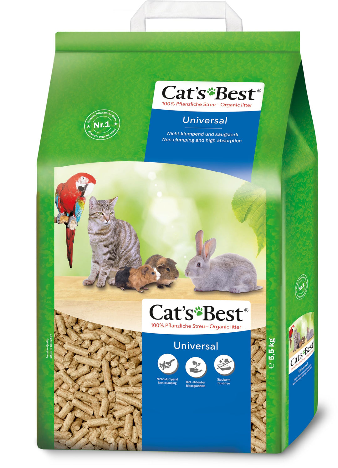Cat's Best Universal, 100 % pflanzliche Kleintierstreu. 1 x 5,5 kg/10 l