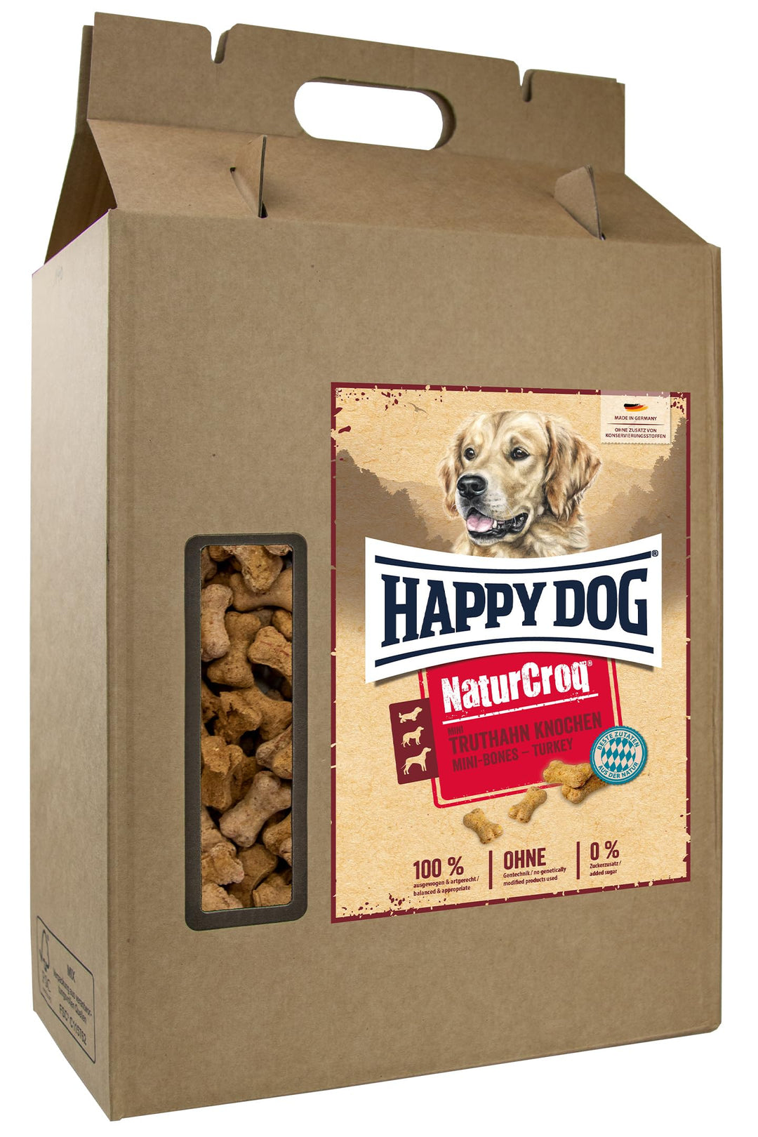 Happy Dog - NaturCroq Mini Truthahn Knochen - Vollkorn-Snack für kleine, mittlere und große Hunde- 5 kg Inhalt