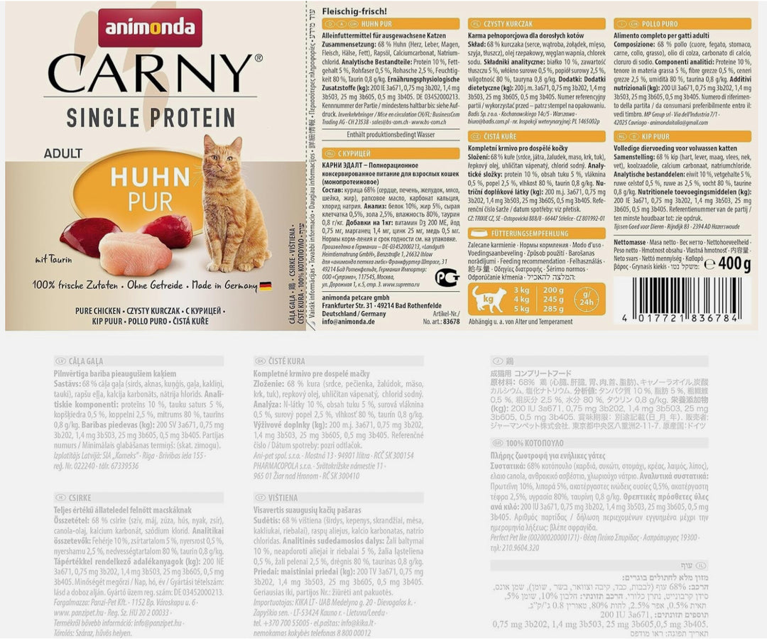 Carny Katzen Nassfutter Single ProteinHuhn pur 6 x 400 g
